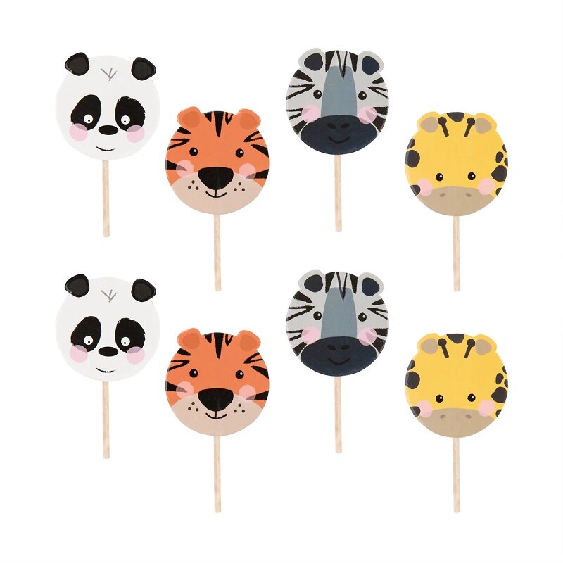 Safarieläimet Cake Toppers 8 kpl