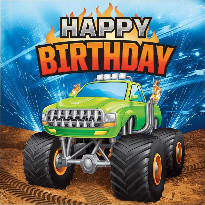 Monster Truck - Servetit Happy Birthday 16 kpl