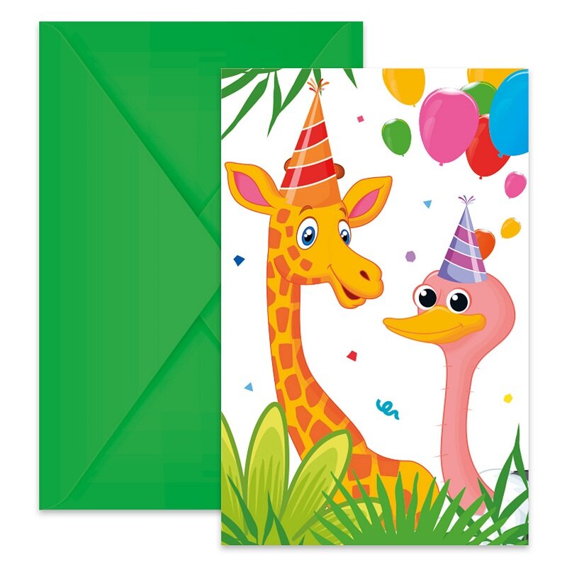 Jungle Balloons - Kutsukortit kuorineen 6 kpl