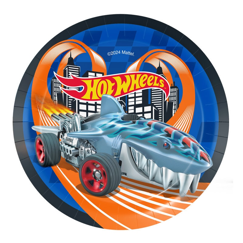 Hot Wheels - Lautaset, 18 cm 8 kpl