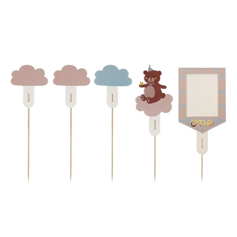 Teddy Bear - Cake Toppers 1-vuotissyntymäpäivä 5 kpl